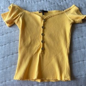 Love Culture Yellow Off-the-Shoulder Crop Top- Size Small
